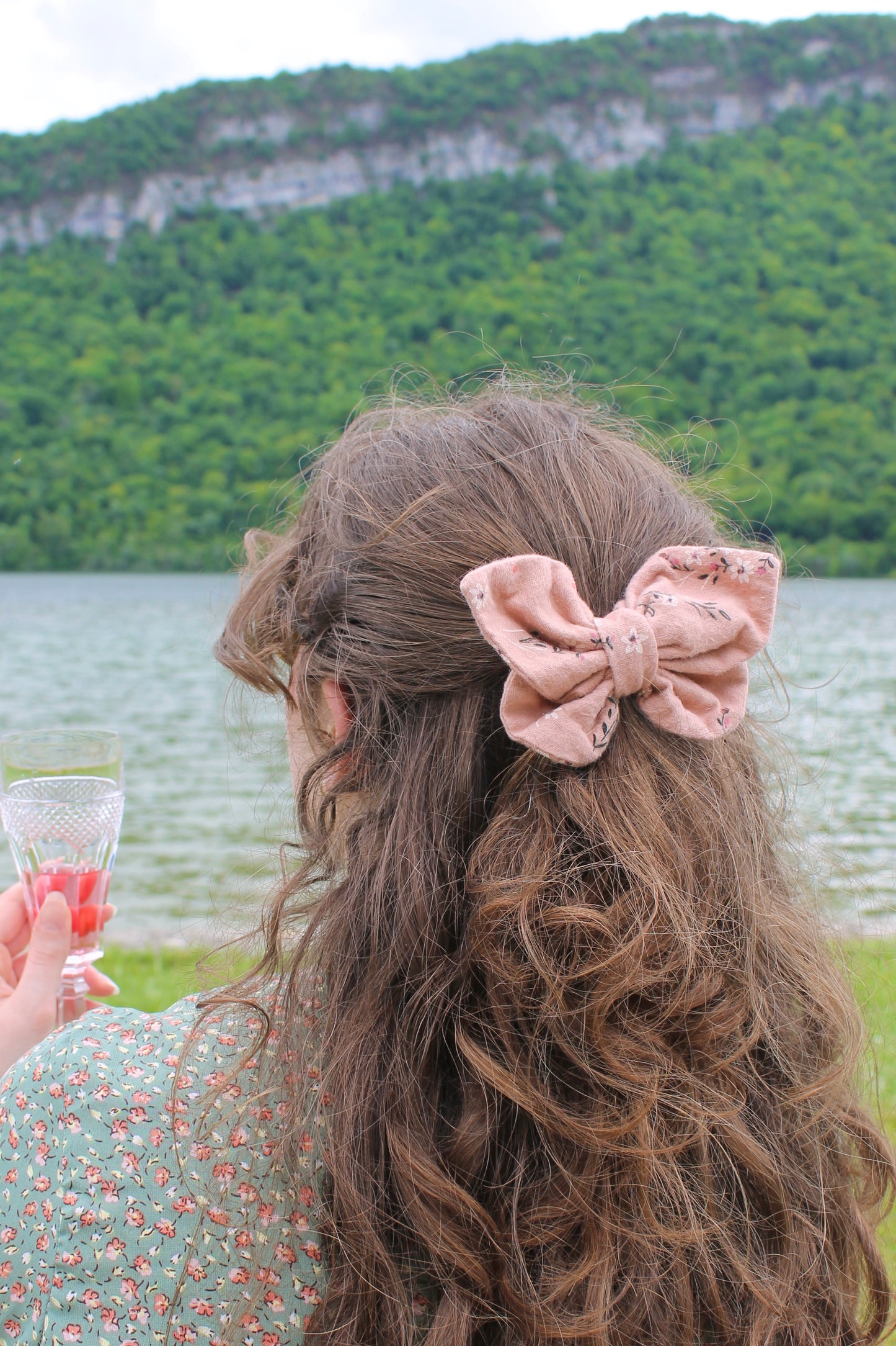 Barrette papillon en flannelle rose 🦋