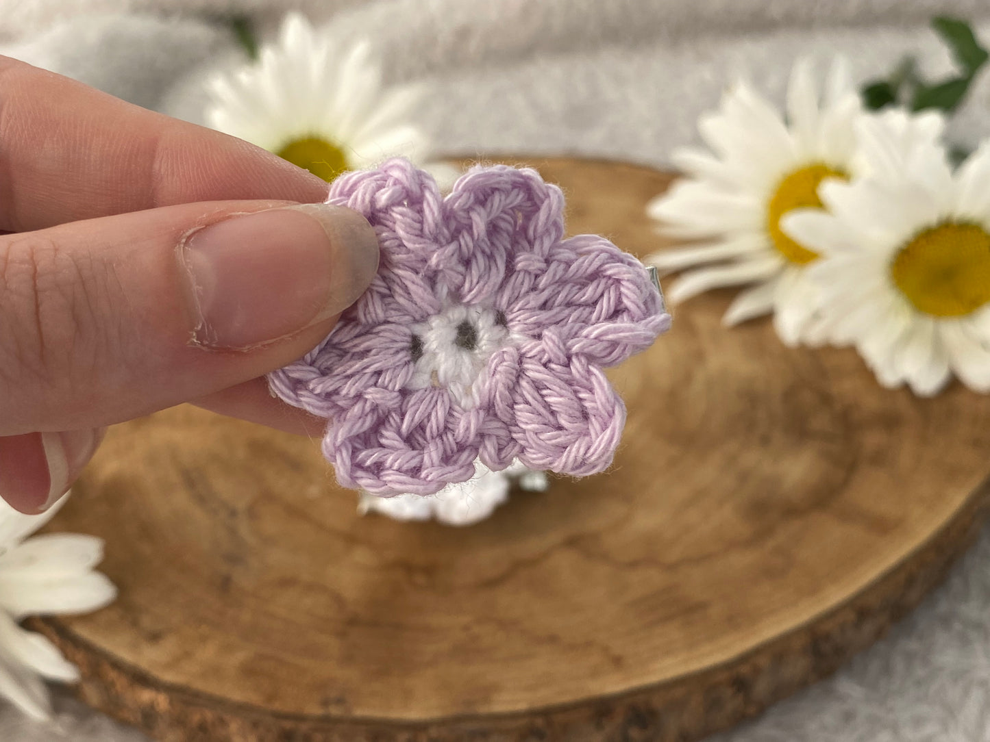 Barrette mono fleur crochet lilas 🌸