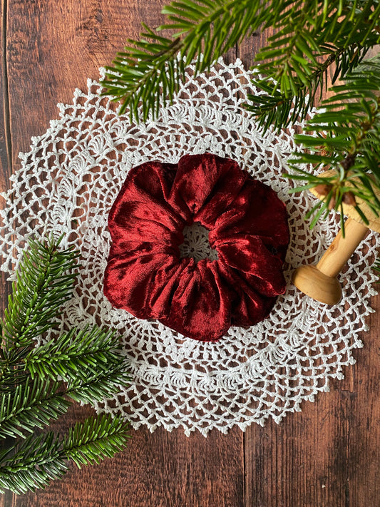 Chouchou en velour rouge