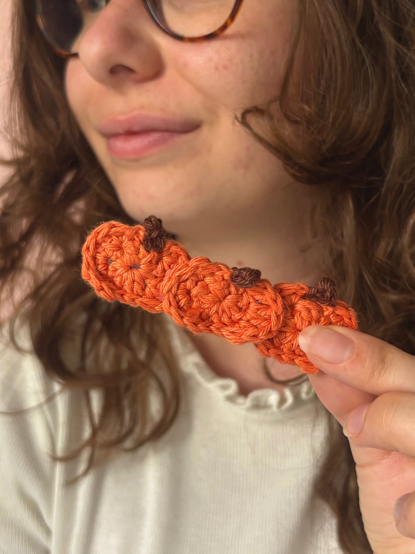 Barrette en crochet citrouille - orange 🍂📖