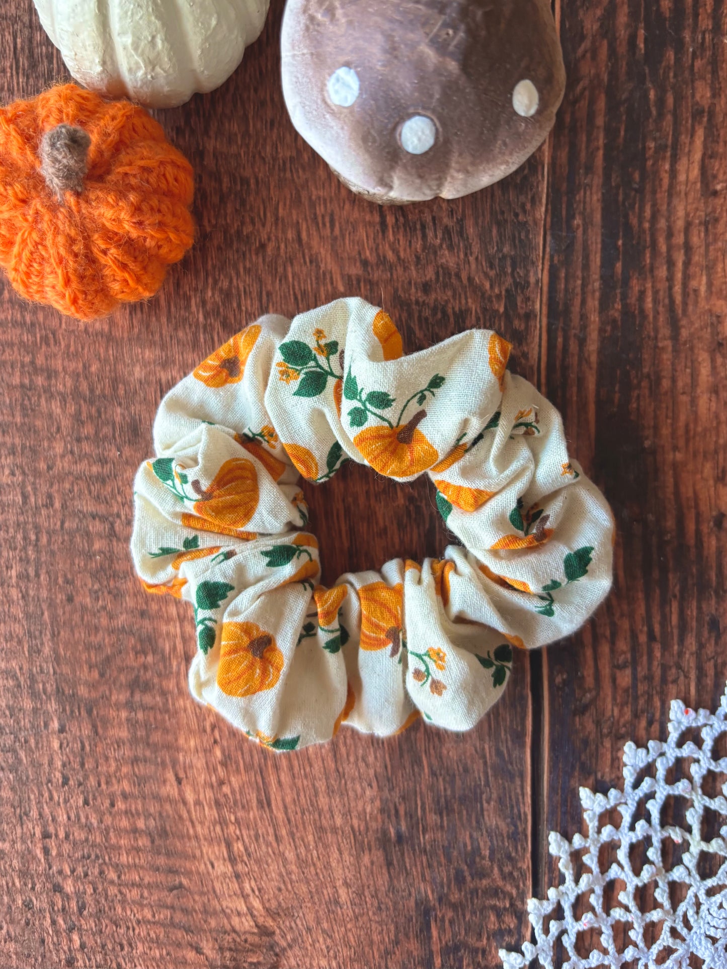 Chouchou en coton - motif citrouille 👱🏻‍♀️