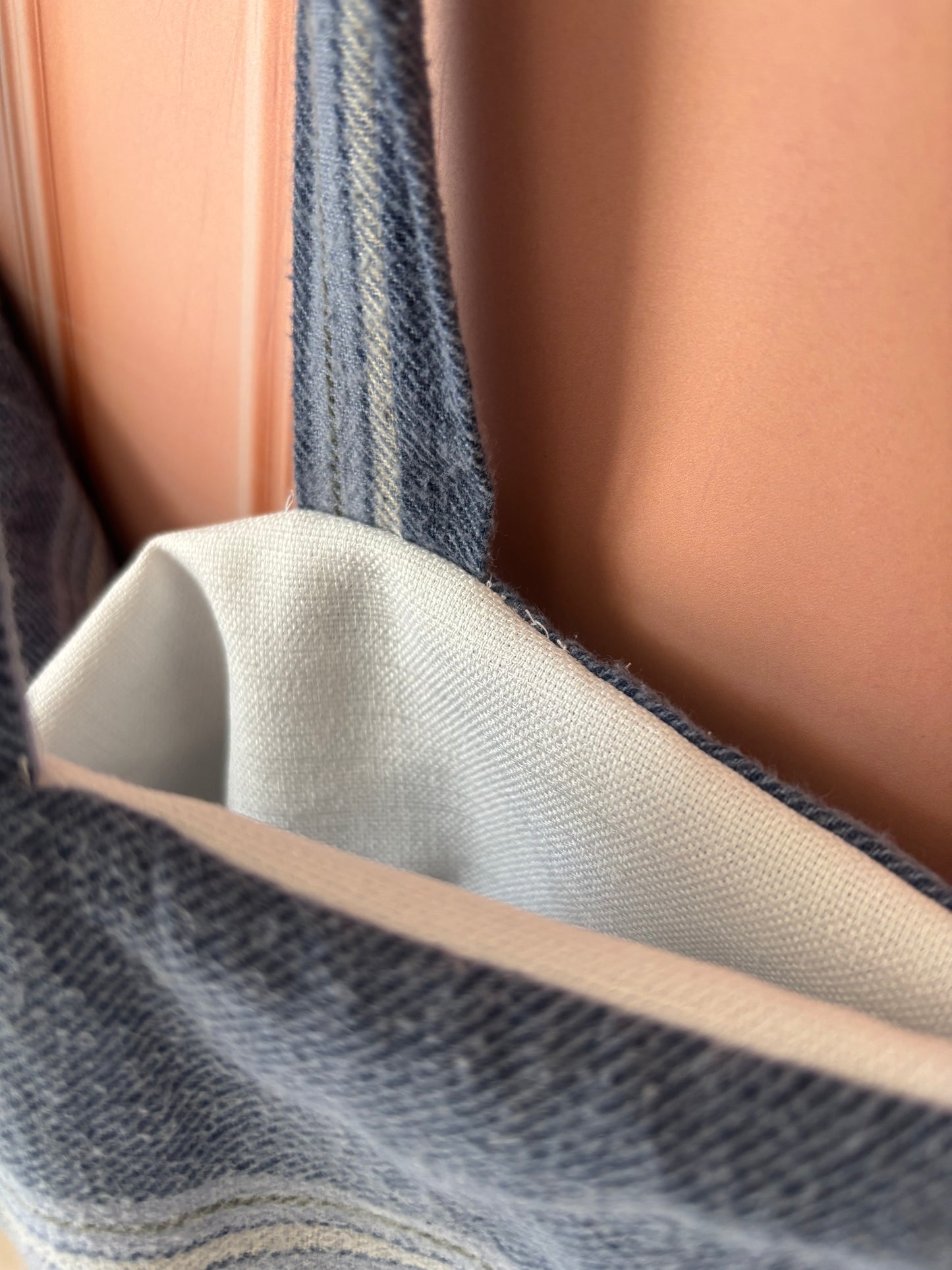 tote bag en coton - bleu brodé coquillage et perle 🐚